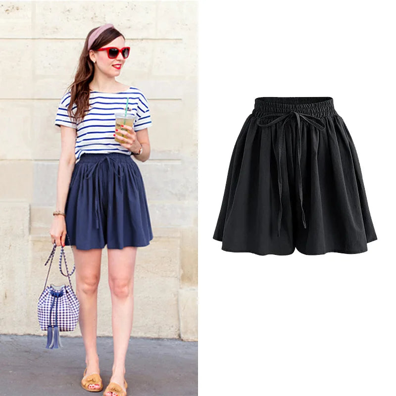 Summer Women Shorts High Waist Loose Chiffon Shorts Female Slacks Female Shorts