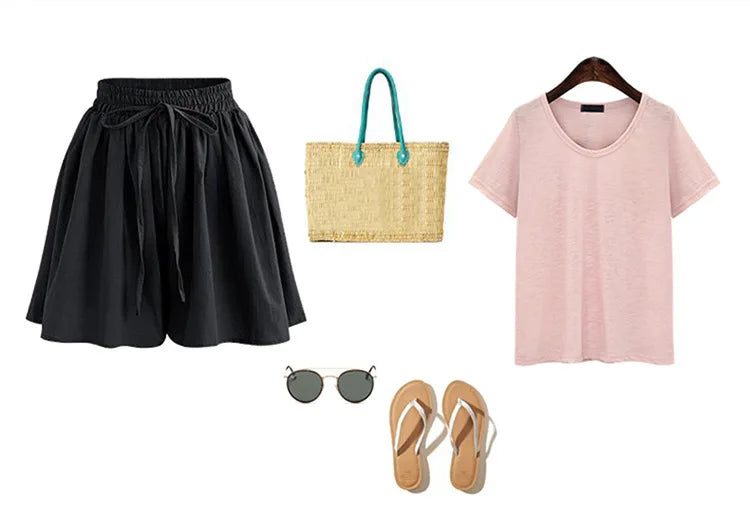 Summer Women Shorts High Waist Loose Chiffon Shorts Female Slacks Female Shorts