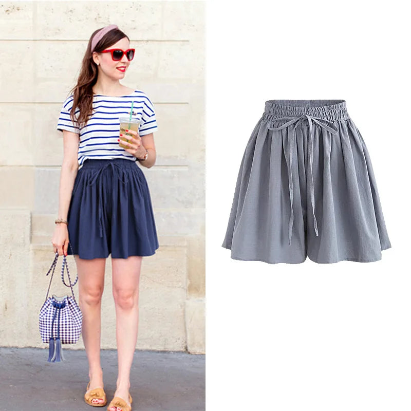 Summer Women Shorts High Waist Loose Chiffon Shorts Female Slacks Female Shorts