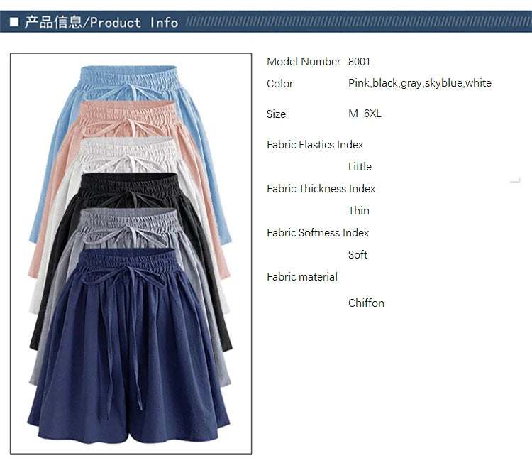Summer Women Shorts High Waist Loose Chiffon Shorts Female Slacks Female Shorts