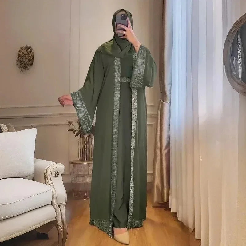 Muslim Modest Women Dress Jalabiya Eid Ramadan Arabic Long Robe Dubai Islam Morocco Kaftan Abayas Cardigan Dresses Outfits