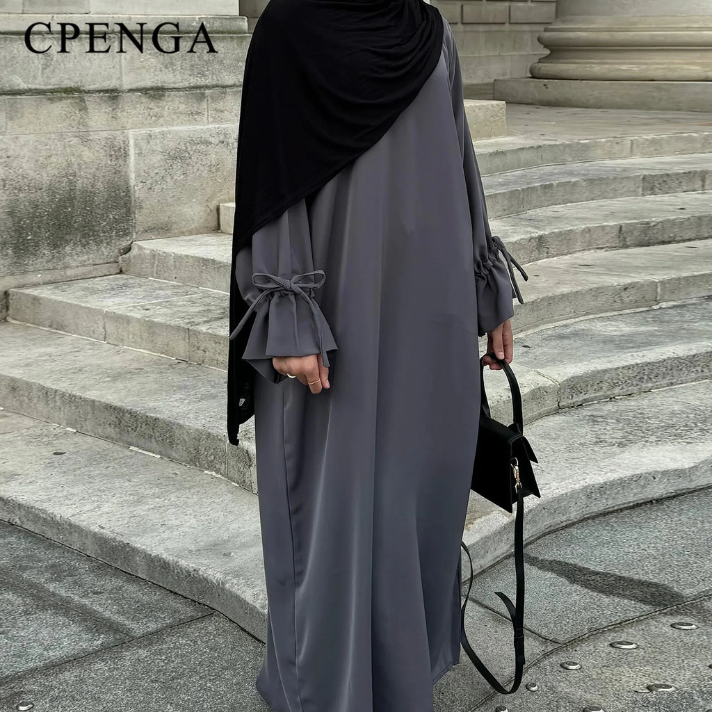 Ramadan Arabic Muslim Women Modest Dress Elegant Dubai Plain Abaya Islamic Church Clothing Fashion Loose Turkey Solid Robe
