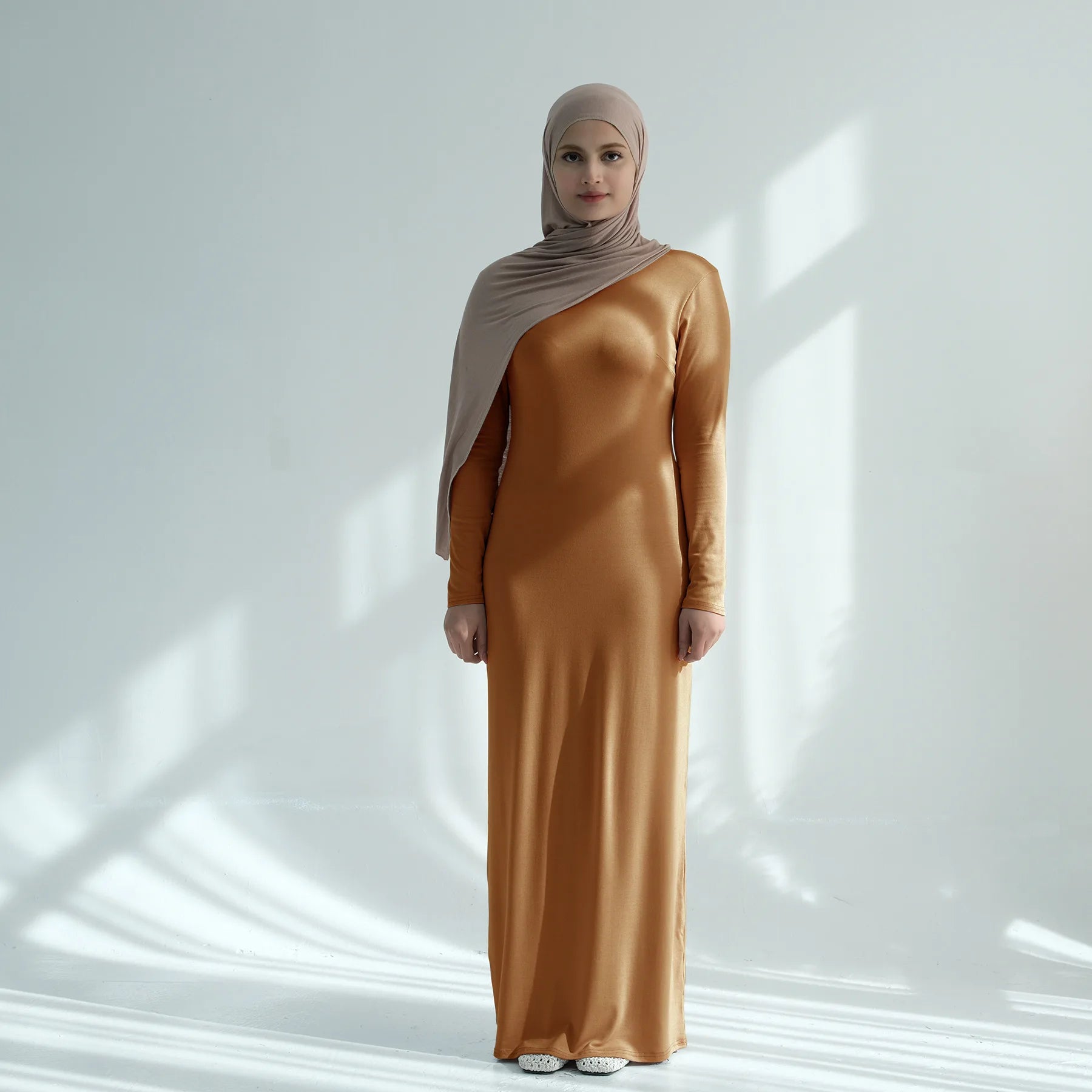 Muslim Women Middle East Turkey Dubai Solid Color Modal Cotton Dress Abaya Robe Loose Fashion Elegant