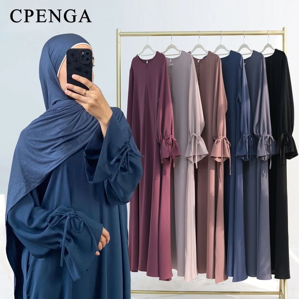 Ramadan Arabic Muslim Women Modest Dress Elegant Dubai Plain Abaya Islamic Church Clothing Fashion Loose Turkey Solid Robe