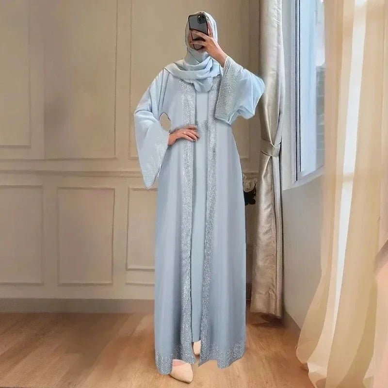 Muslim Modest Women Dress Jalabiya Eid Ramadan Arabic Long Robe Dubai Islam Morocco Kaftan Abayas Cardigan Dresses Outfits
