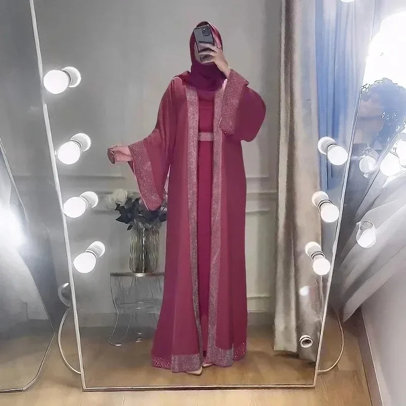 Muslim Modest Women Dress Jalabiya Eid Ramadan Arabic Long Robe Dubai Islam Morocco Kaftan Abayas Cardigan Dresses Outfits
