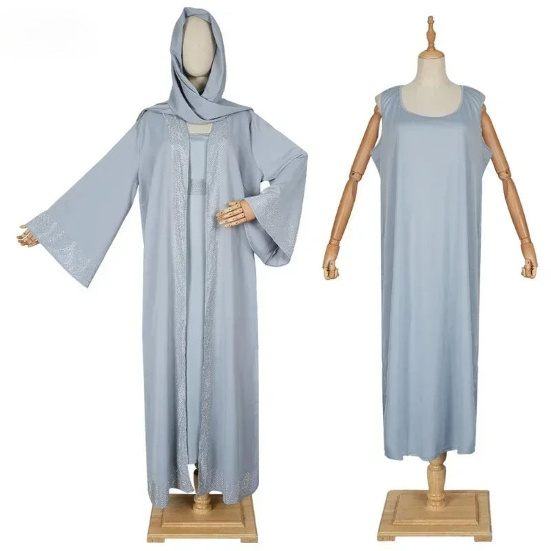 Muslim Modest Women Dress Jalabiya Eid Ramadan Arabic Long Robe Dubai Islam Morocco Kaftan Abayas Cardigan Dresses Outfits